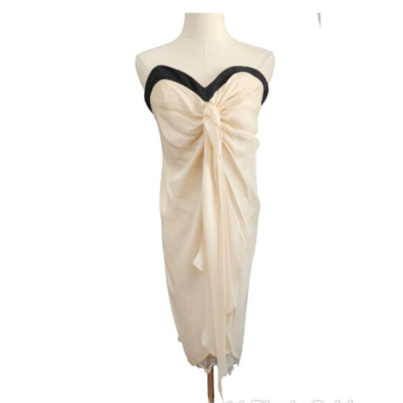 Peter Som Womens Sweetheart Neck Strapless Front Knot Silk Dress Sz 8 - Picture 1 of 8